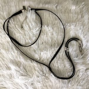 Black Leather Bolo Choker